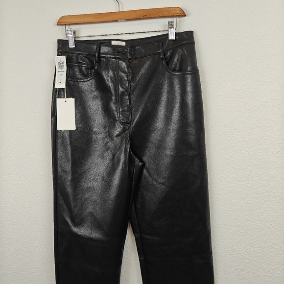 Aritzia Wilfred NWT The Melina Super High Rise Striaght Leg Leather Pants 10 - Picture 7 of 13